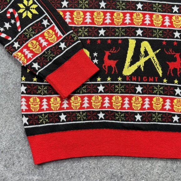 LA Knight WWE Sweater Men XL Black Red Christmas Long Sleeve Graphic "YEAH" Crew - Picture 4 of 13
